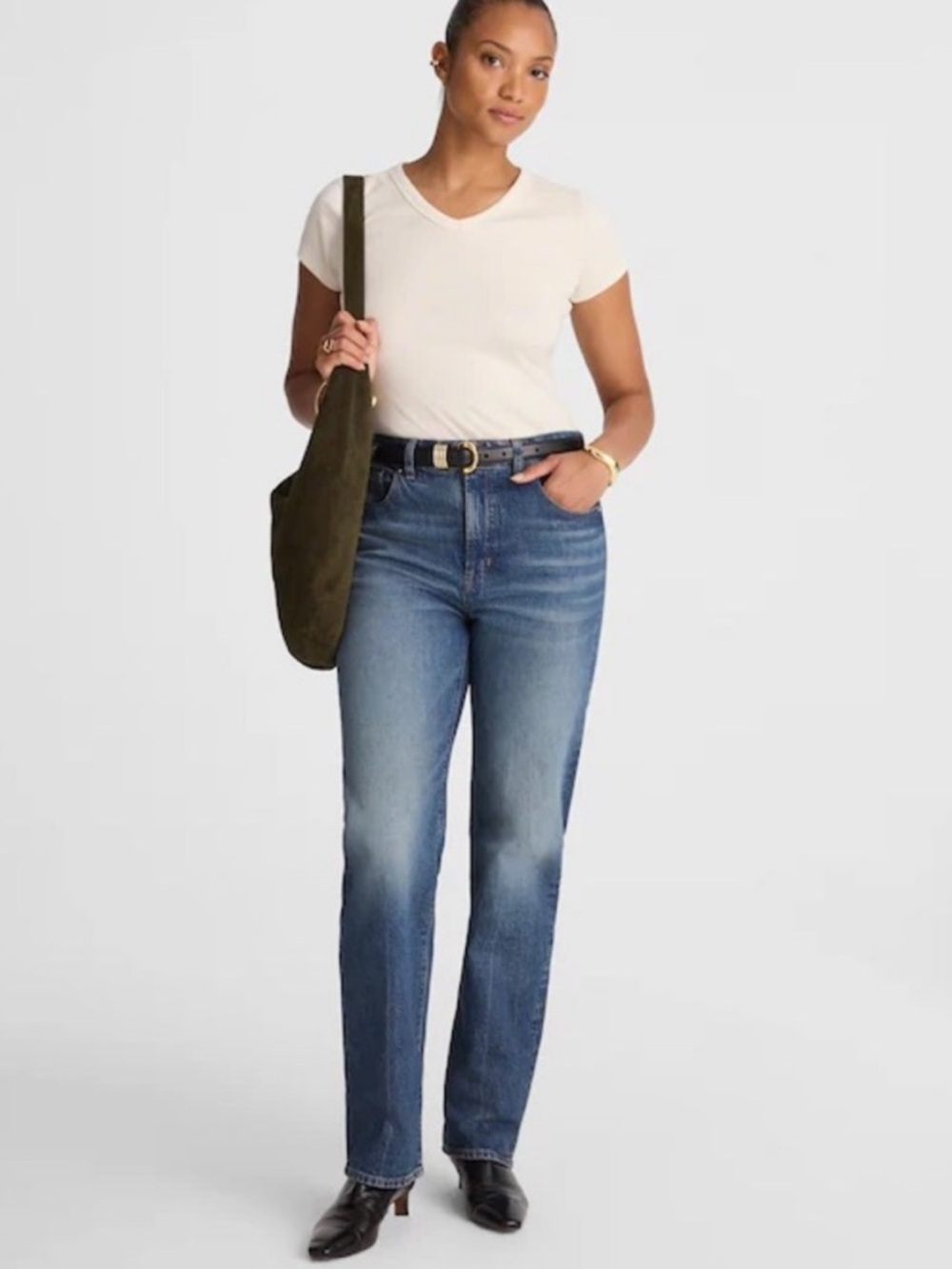 Madewell Curvy Longline Straight Jean Greendale Wash 27